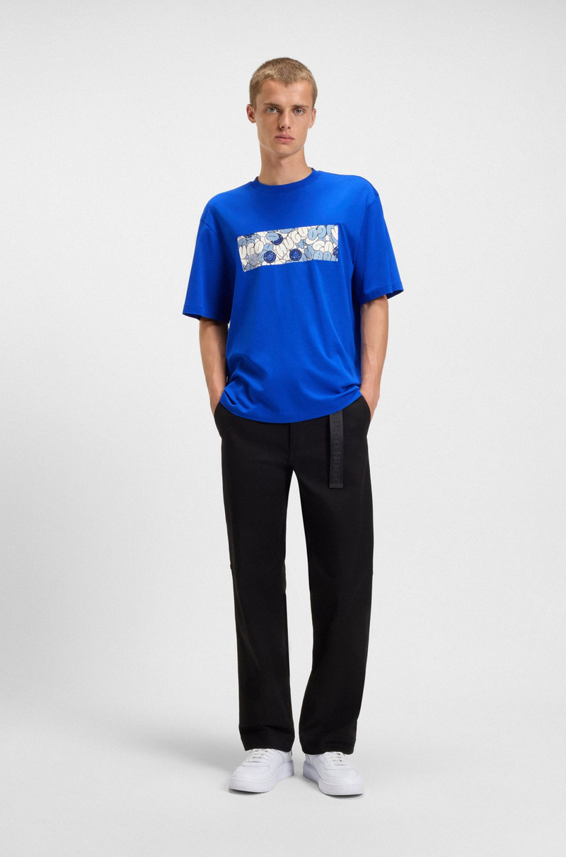 HUGO COTTON JERSEY T-SHIRT WITH MIXED-PRINT LOGO outlook