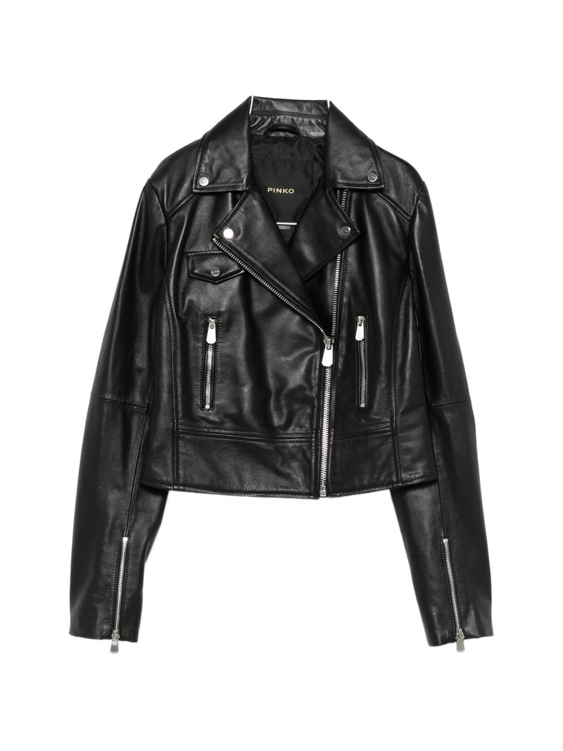 Pinko Zip Leather Jacket 1