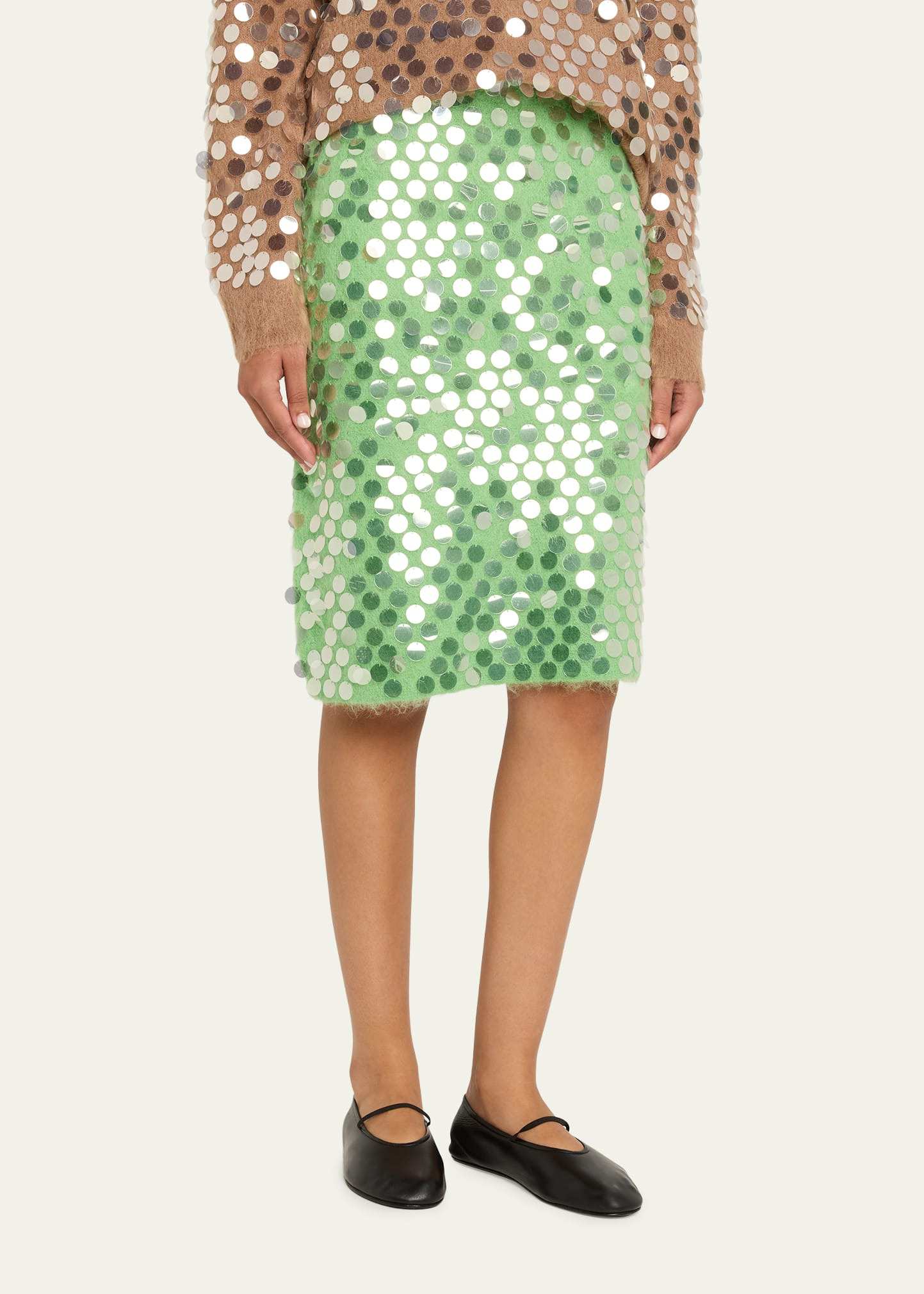 Delphine Paillettes Mohair-Wool Pencil Skirt - 4