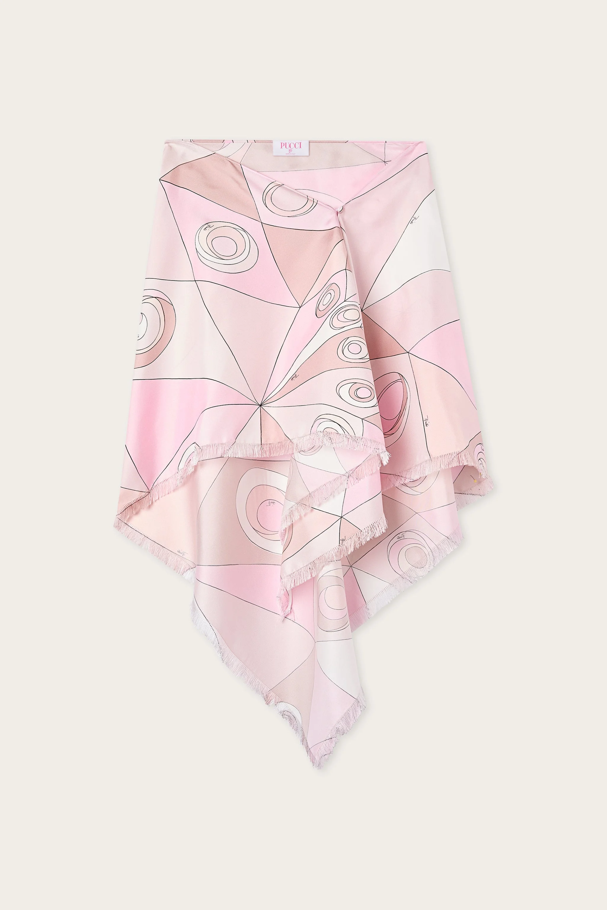 OCCHI PRINT ASYMMETRICAL SILK SKIRT - 1