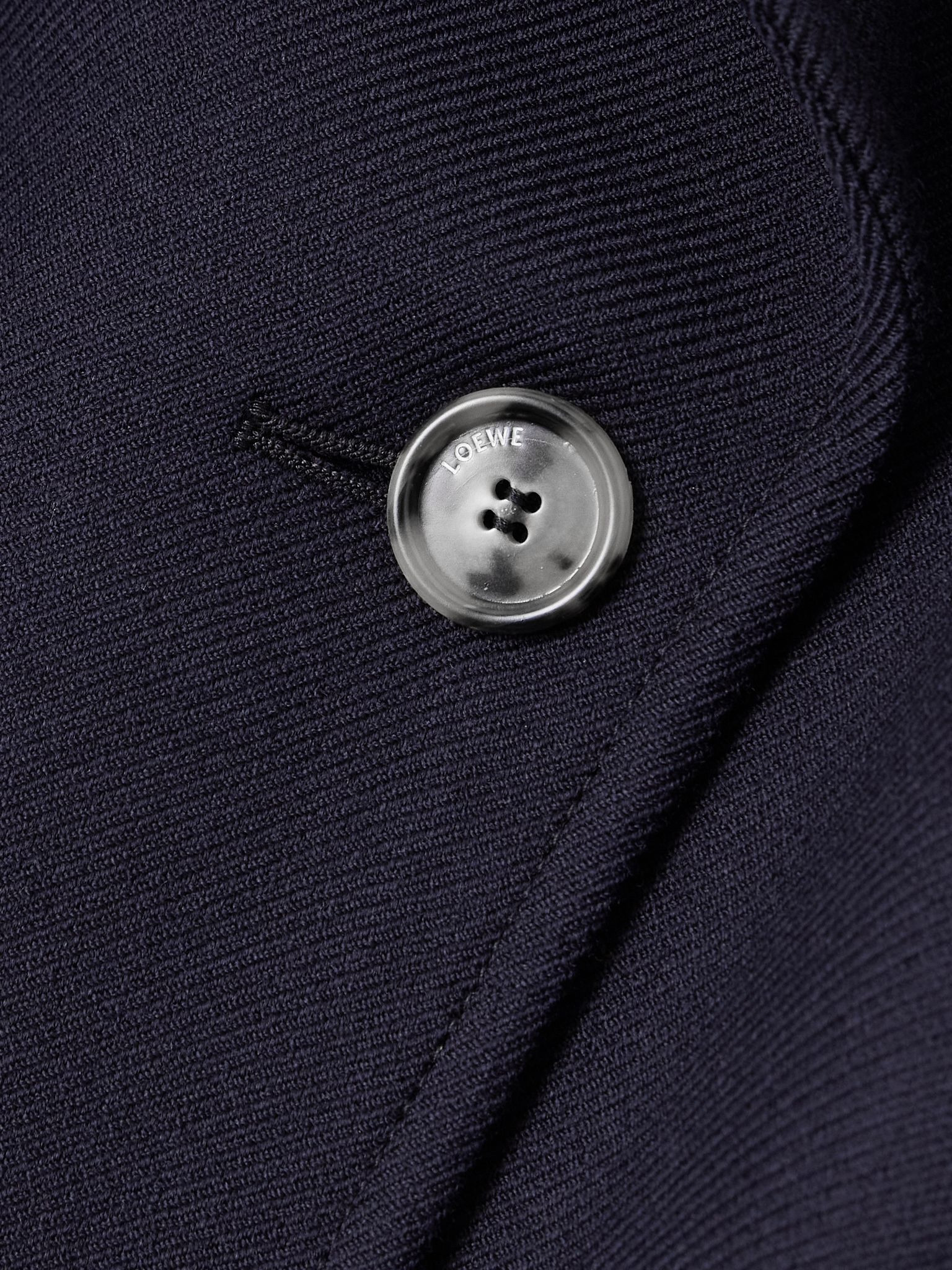 Double-breasted belted wool and silk-blend twill jacket Navy - 4