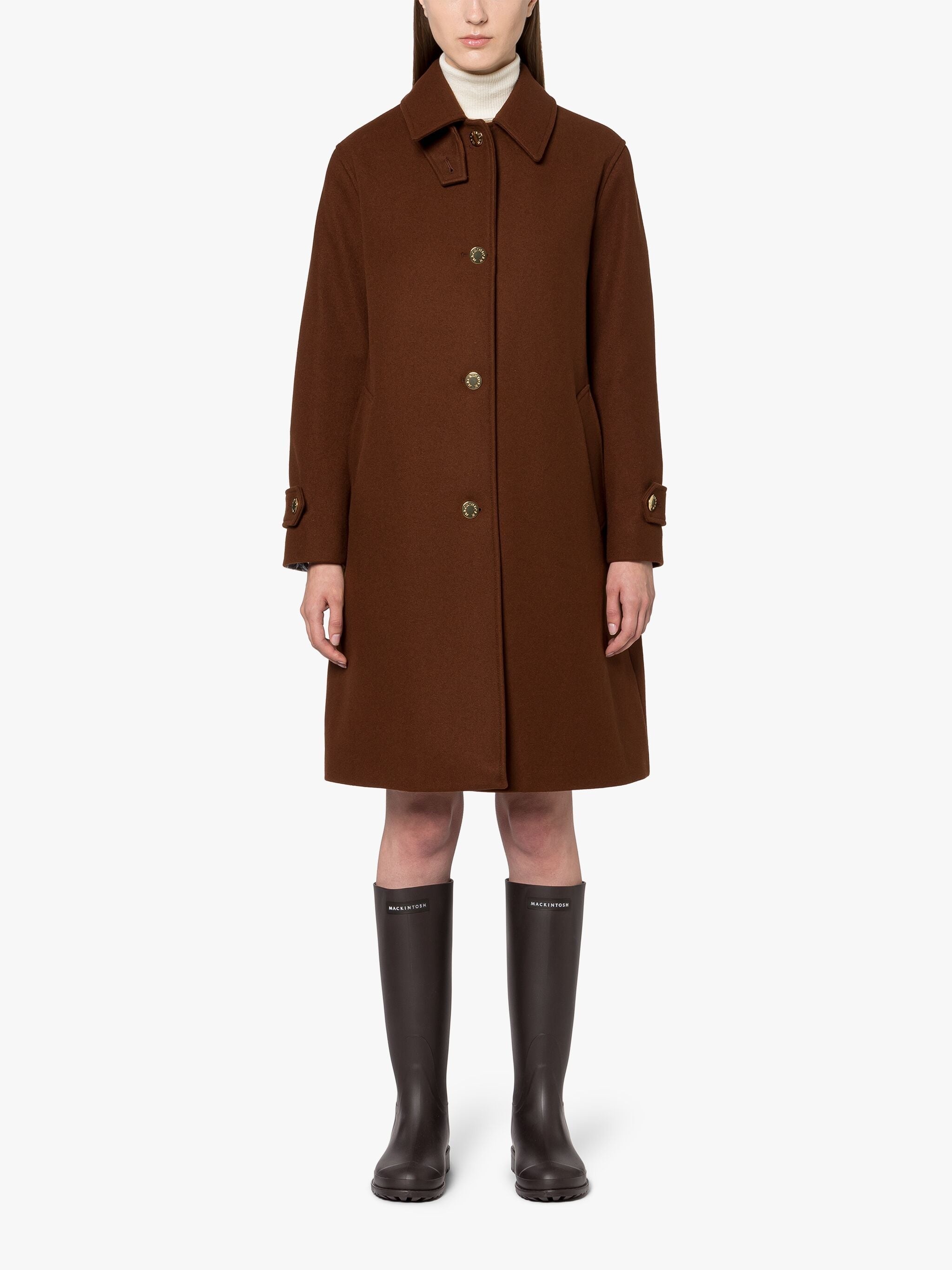 BANTON BROWN WOOL 3/4 COAT - 3