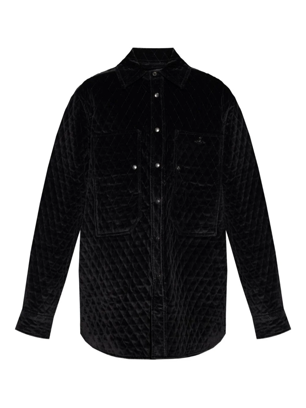 logo-appliqué quilted velvet jacket - 1