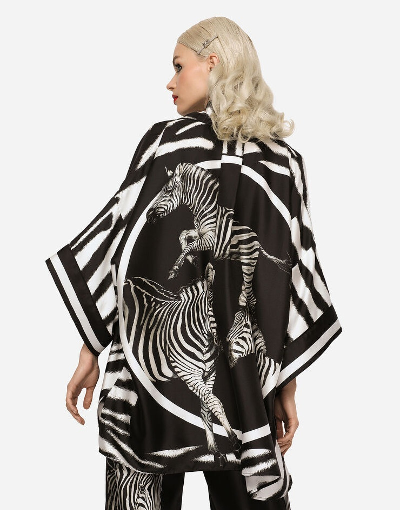 Short-sleeved twill shirt with zebra print 5