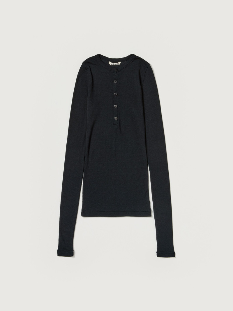 WOOL SILK SOFT RIB HENLEY 1
