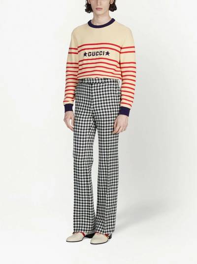 GUCCI intarsia-logo striped cotton jumper outlook