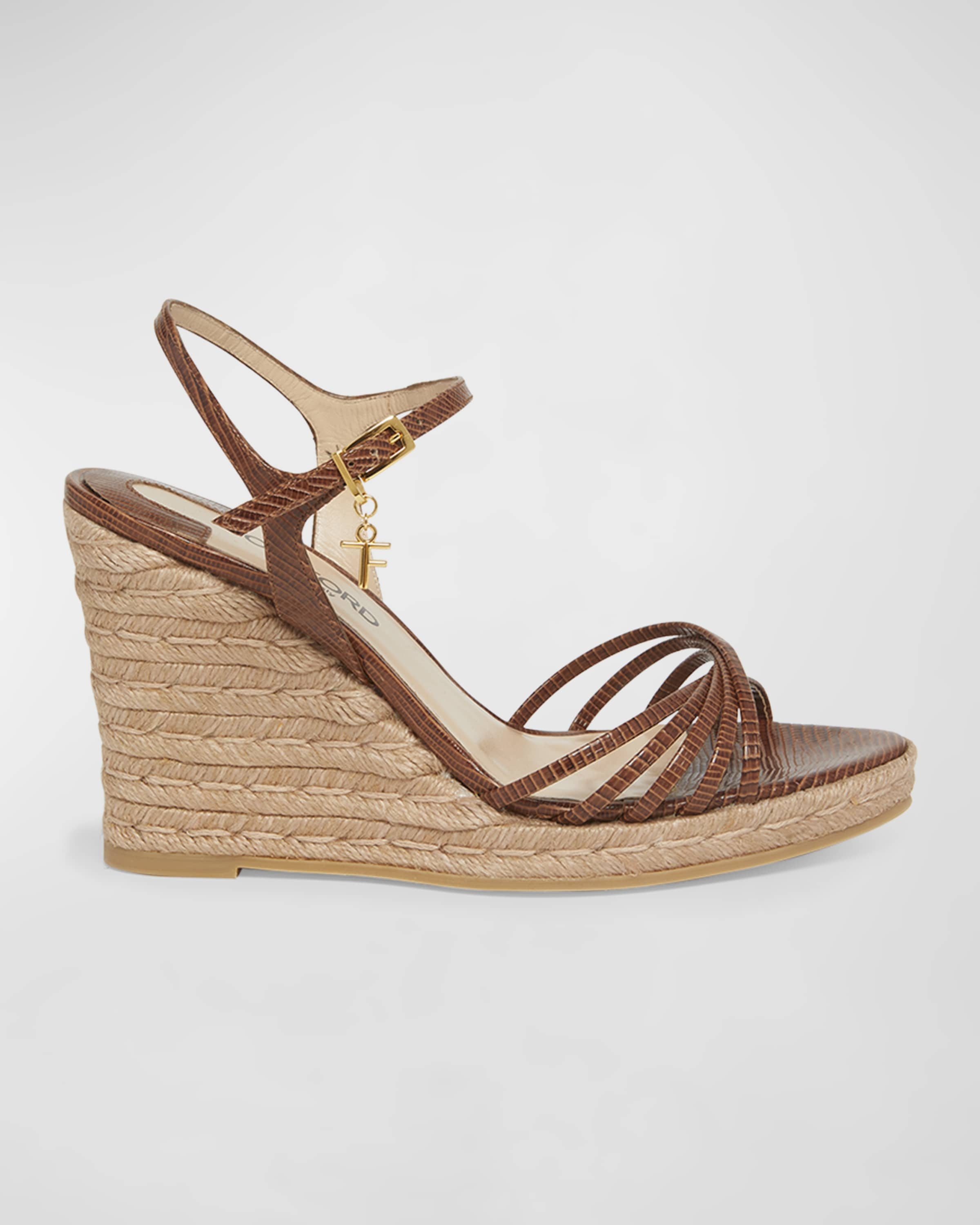 Cabana Lizard-Embossed Wedge Espadrilles - 1