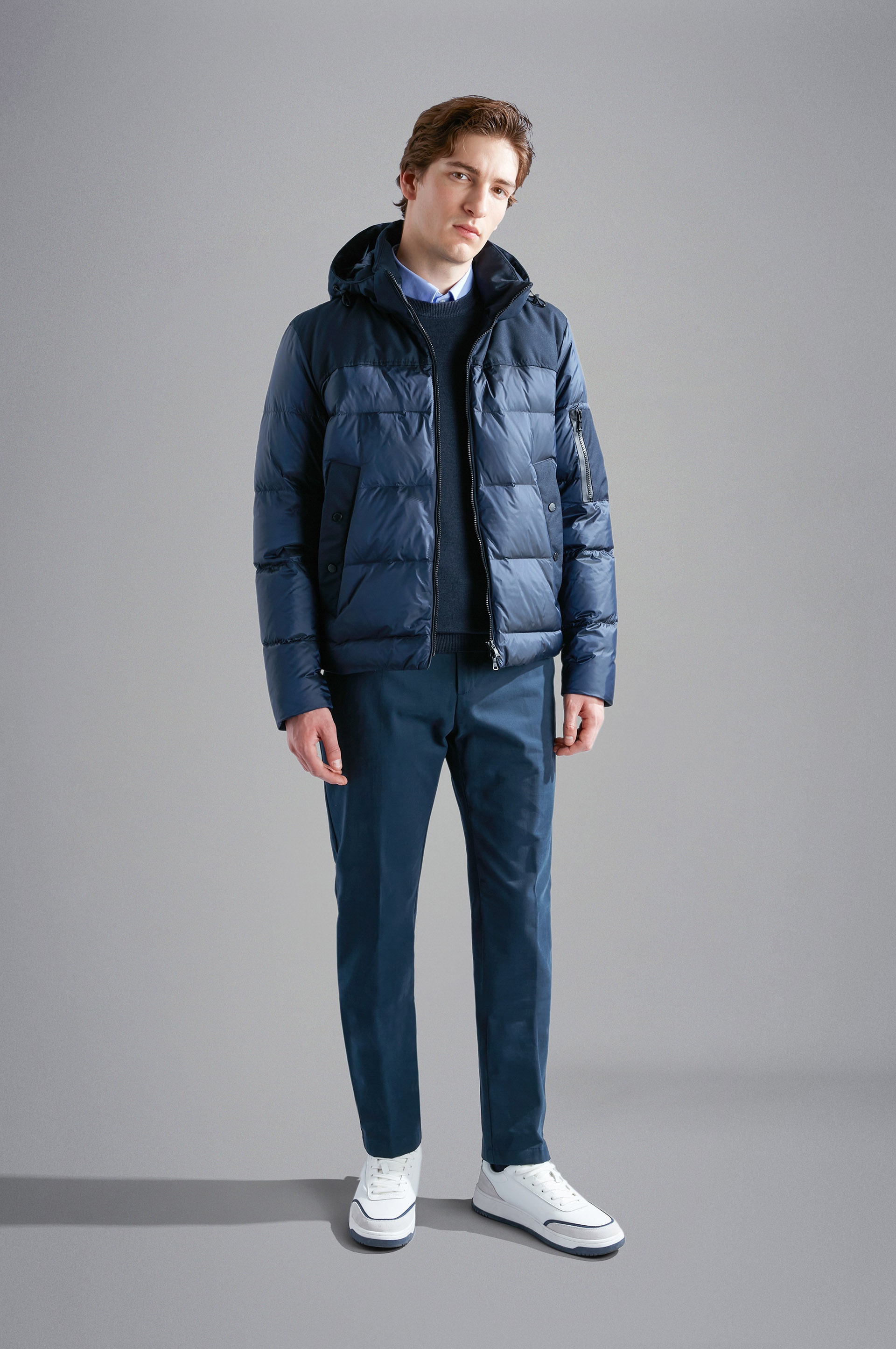 HYBRID DOWN JACKET IN IRIDESCENT NYLON AND TECHNICAL FABRIC - 2