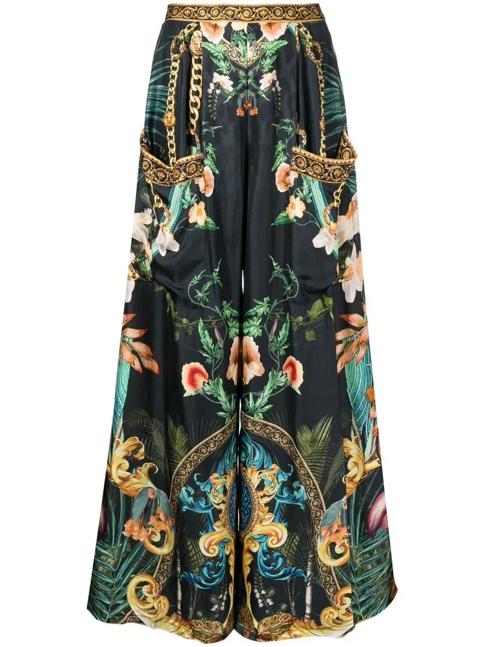 graphic-print wide-leg trousers - 1