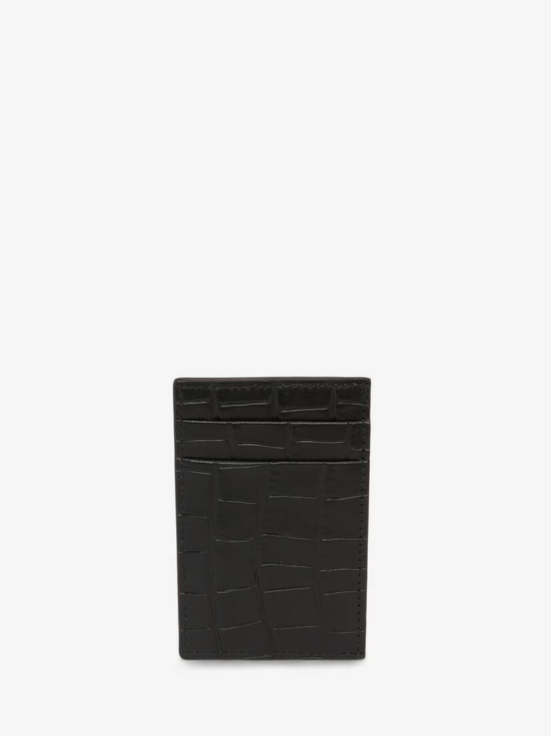 Embossed Croc Card Holder in Black 3