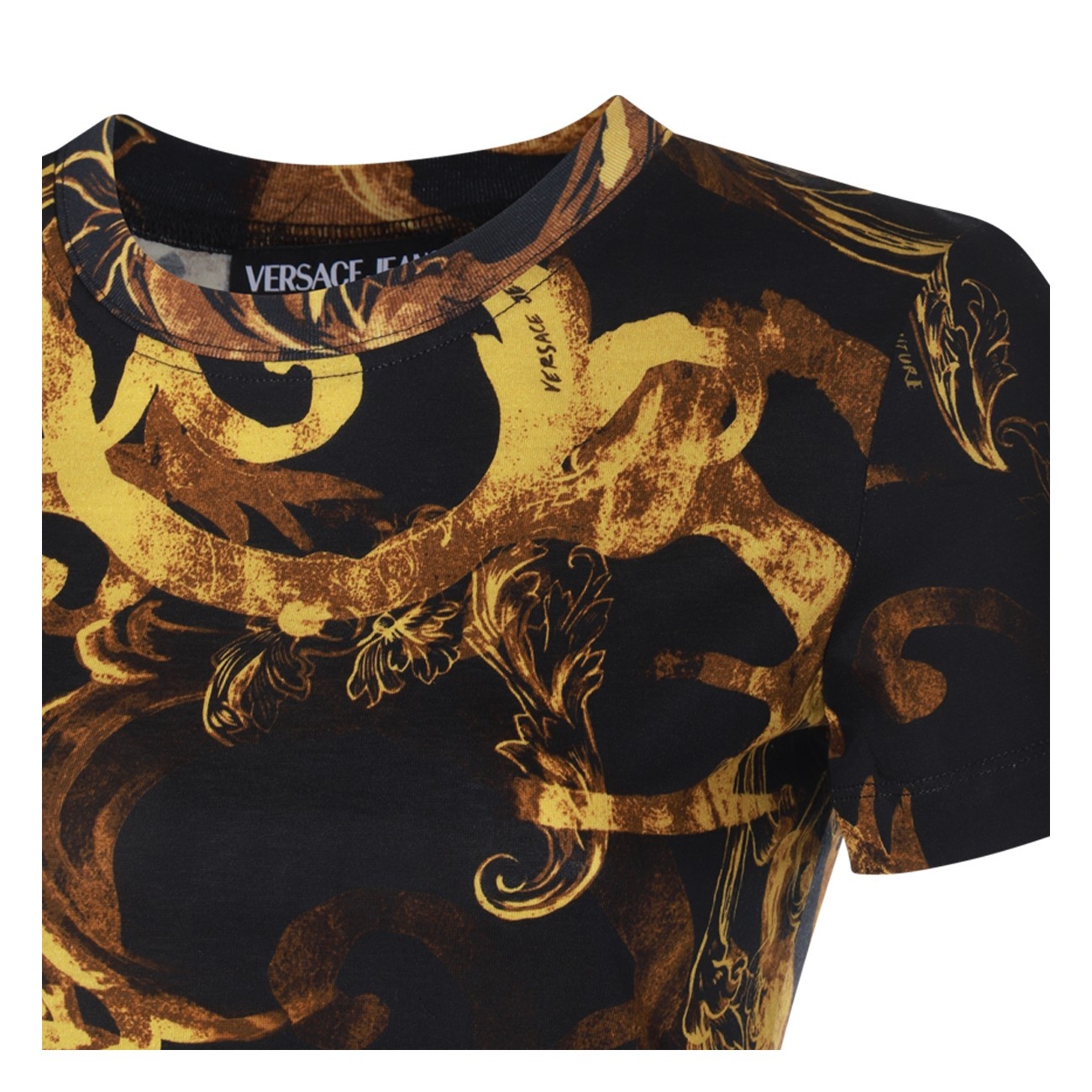 black and gold-tone cotton t-shirt - 3