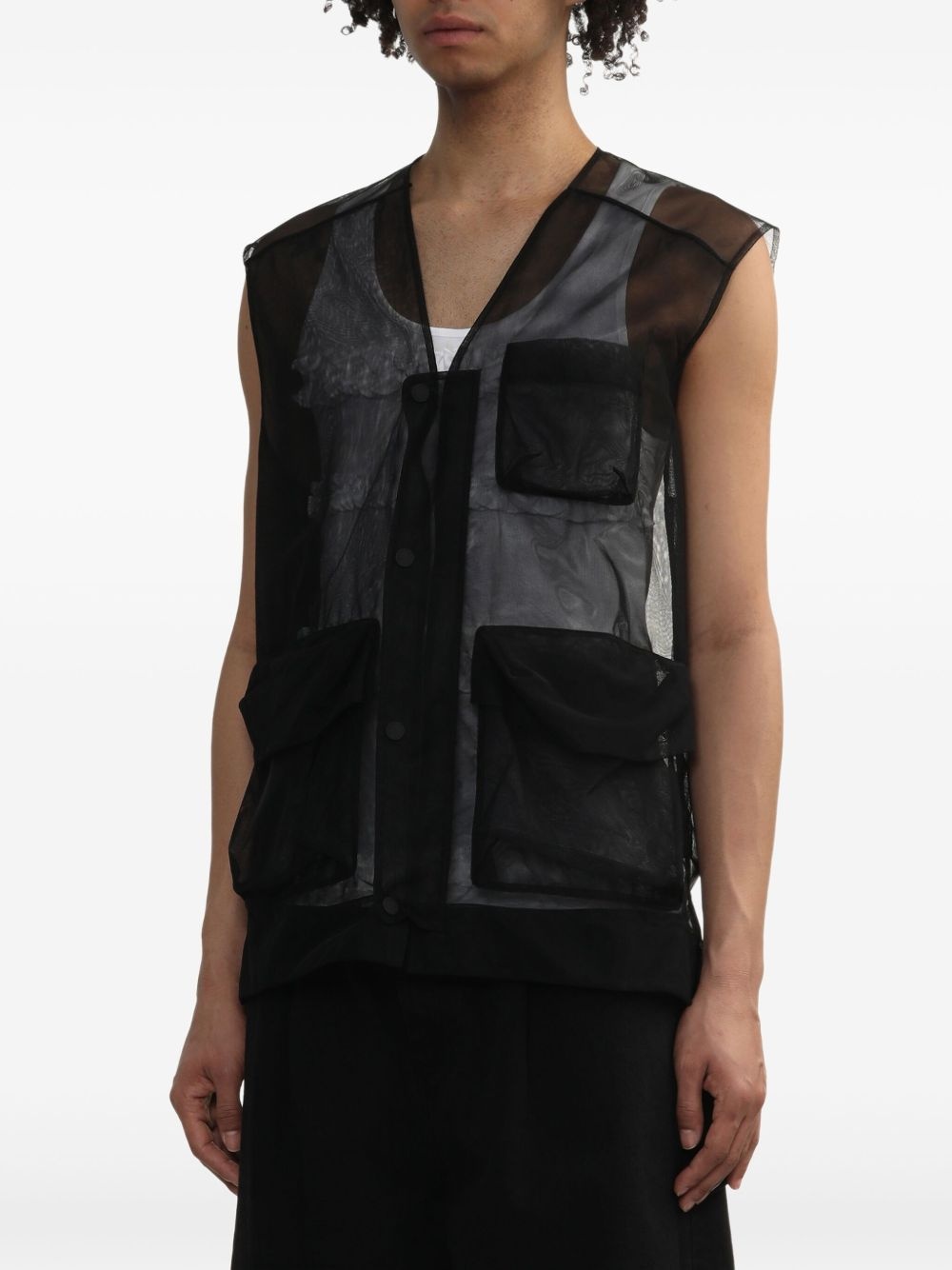 semi-sheer waistcoat - 3
