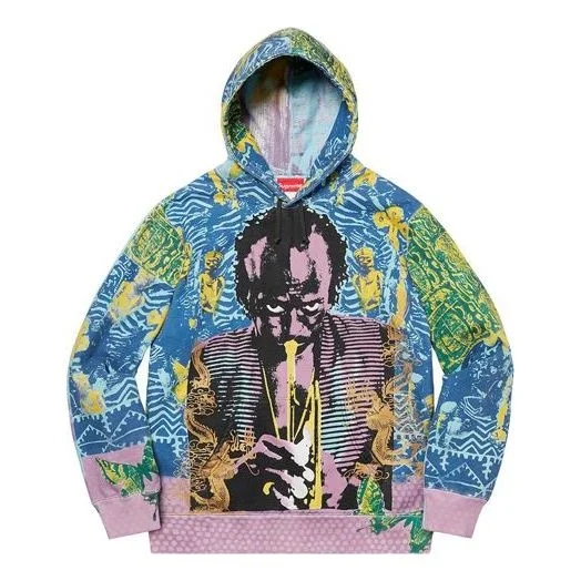 Supreme Miles Davis Hooded 스웨터 '블루 이름 * - 1