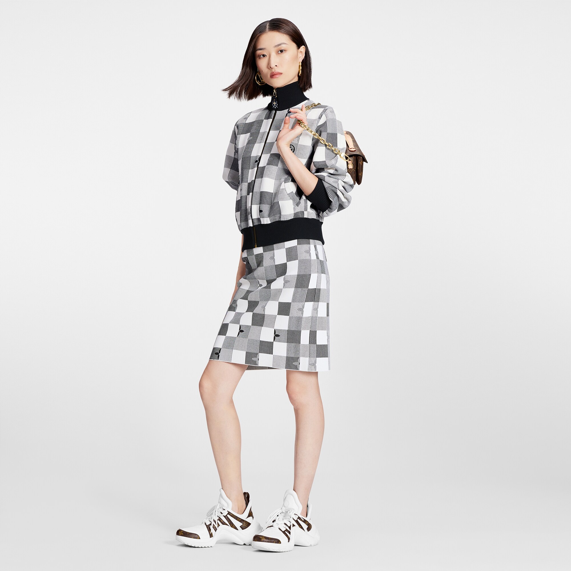 Pop Monogram Damier Knit Skirt - 2