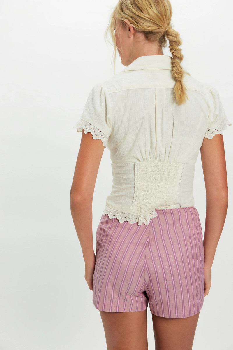 ANNA SUI Anna Sui Lace Stripe Shorts outlook