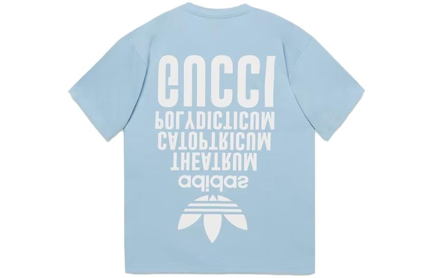 Gucci x adidas Cotton T-Shirt 'Light Blue' 616036-XJEW2-4709 - 2