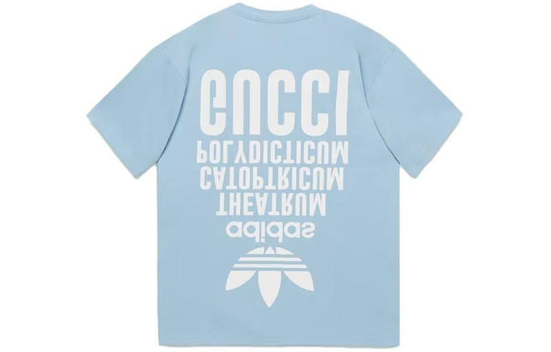 GUCCI Gucci x adidas Cotton T-Shirt 'Light Blue' 616036-XJEW2-4709 outlook