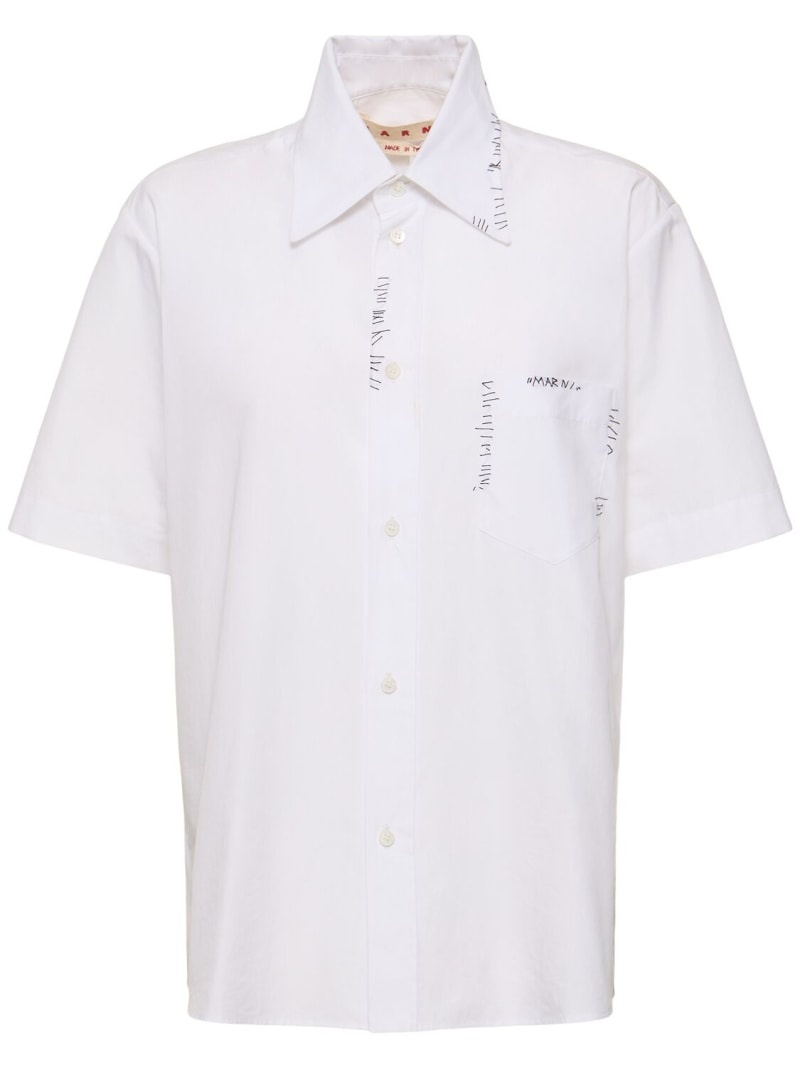 Logo cotton poplin short sleeve shirt - 1