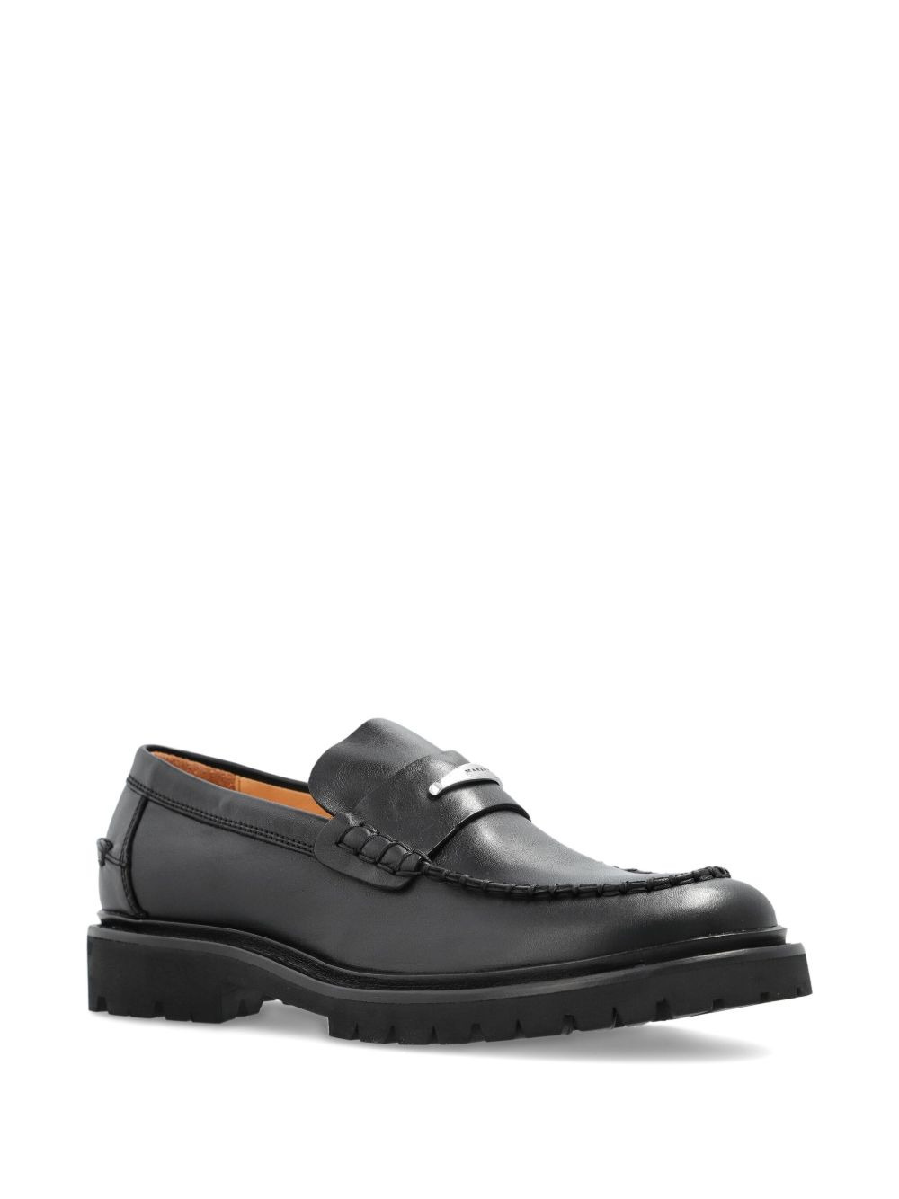 logo-plaque leather loafers - 2