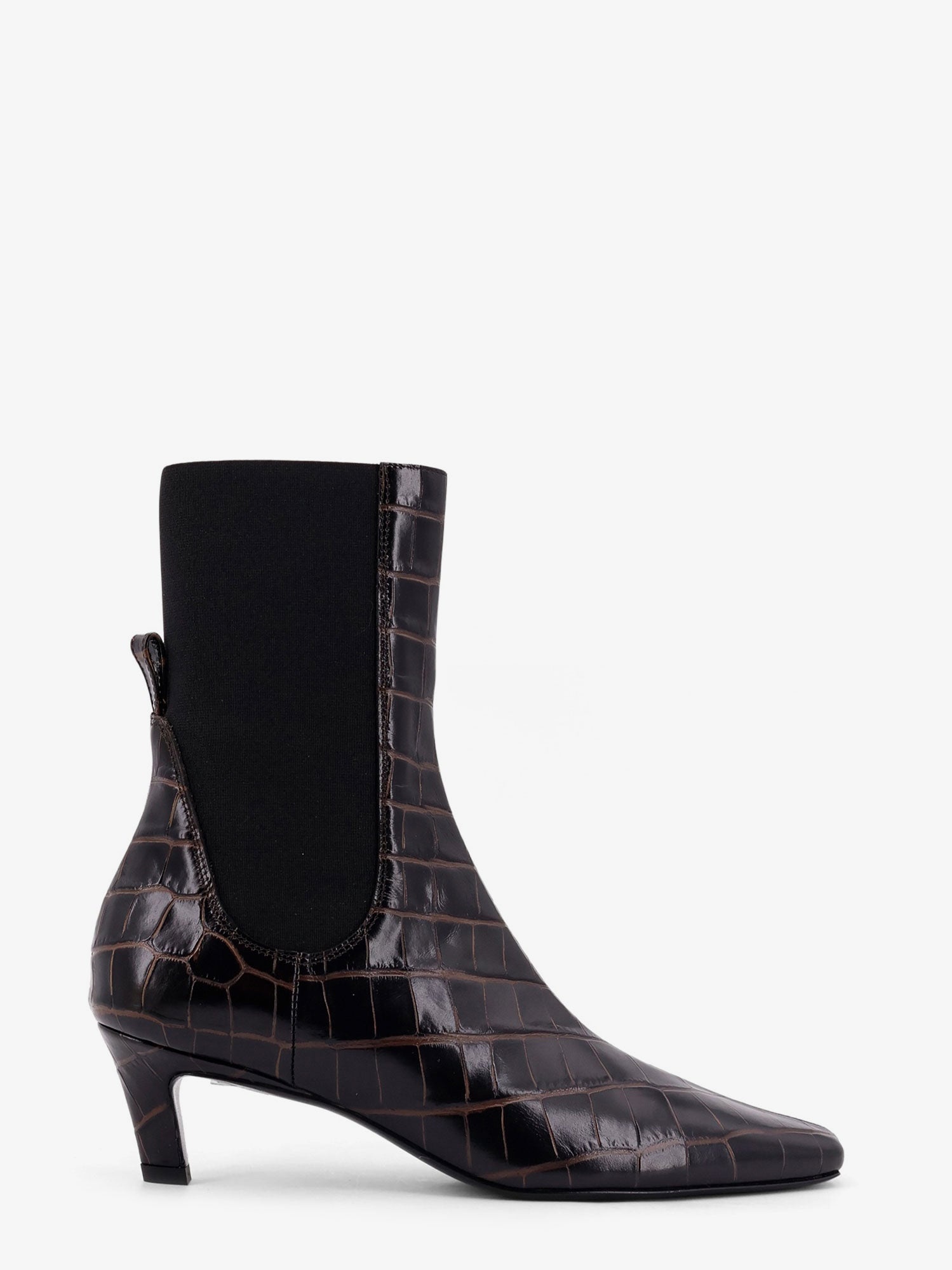 Toteme The Mid Heel Boot Leather Boots With Croco Effect - 1