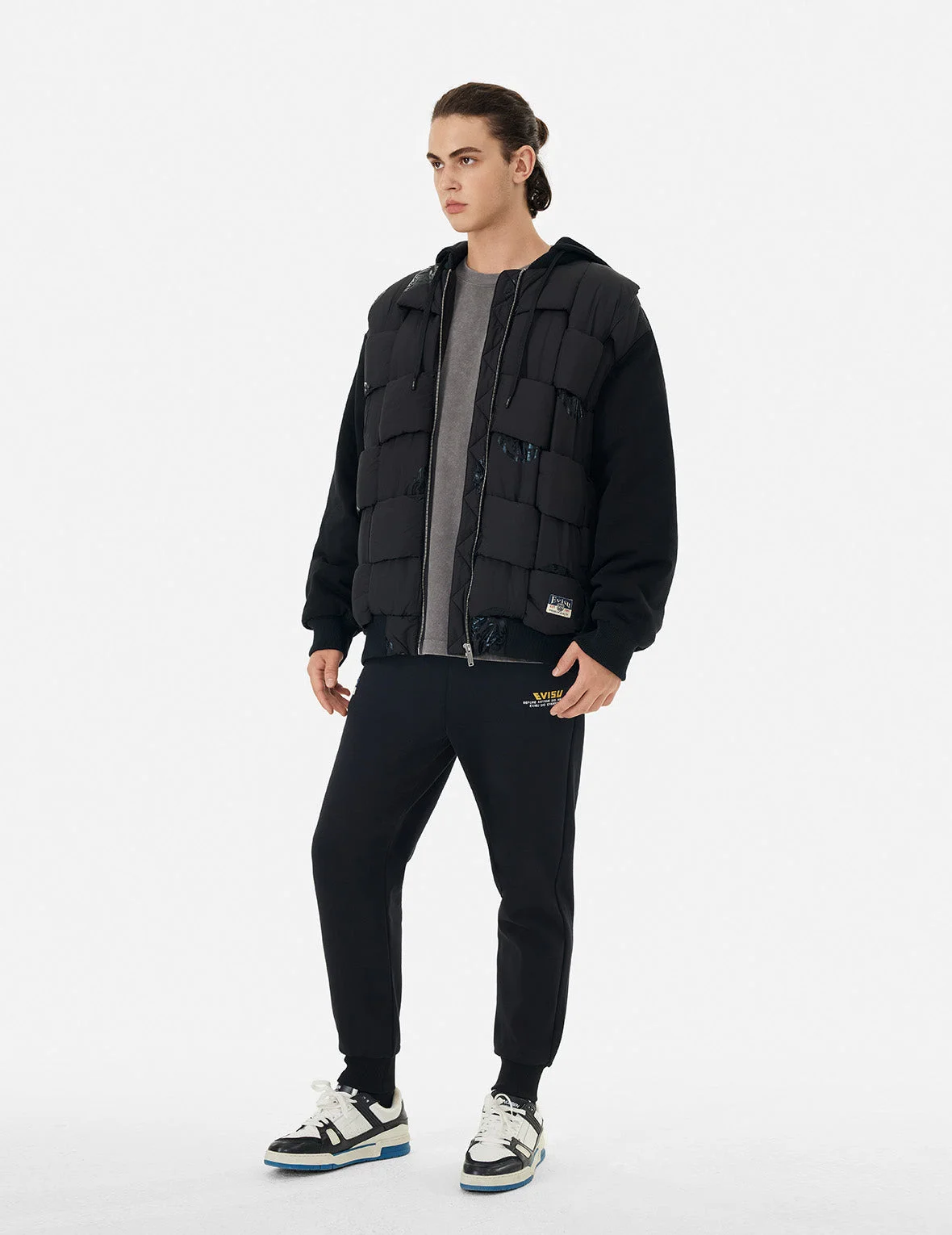 KAMON PRINT LOOSE FIT PADDED BOMBER JACKET - 1