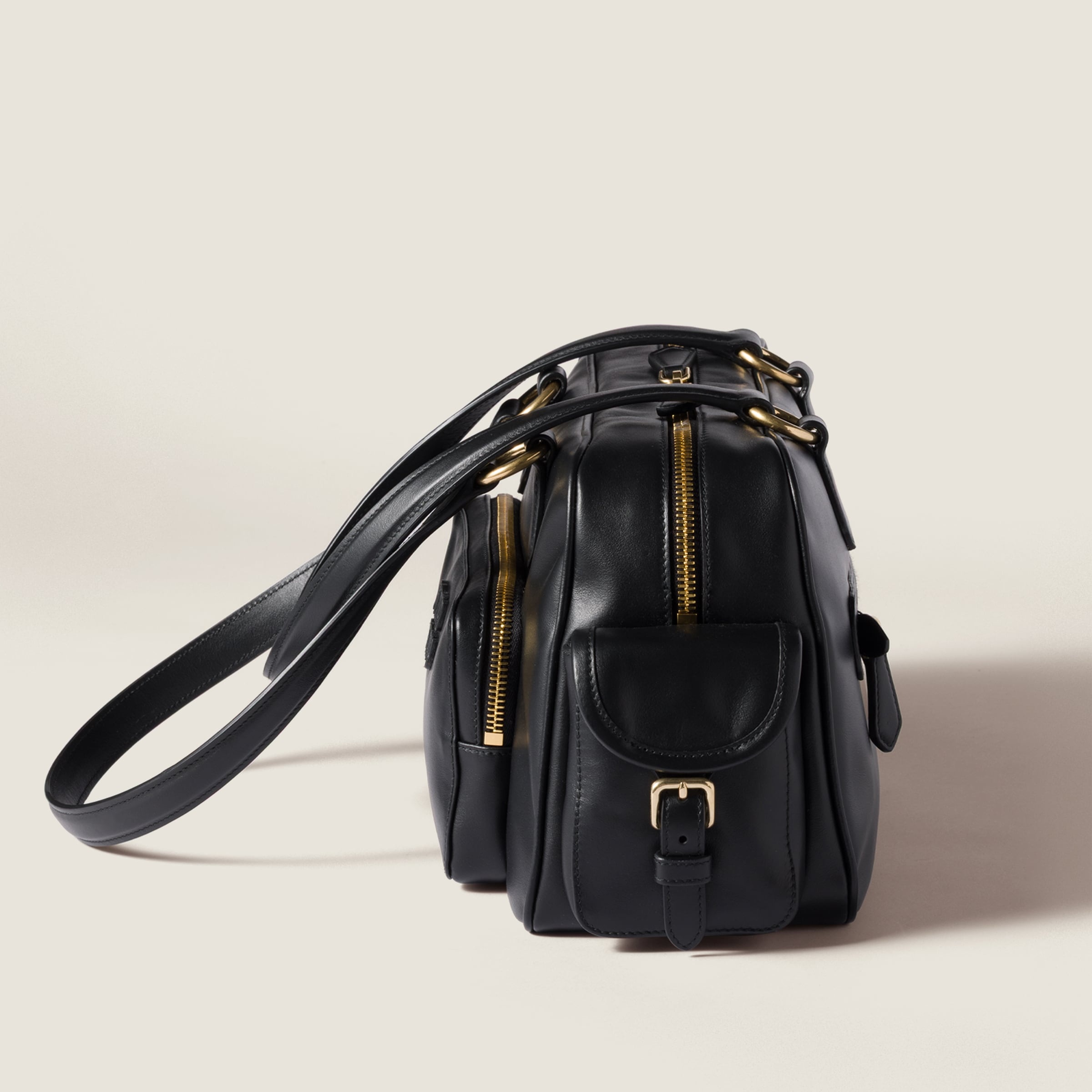 Pocket nappa leather top-handle bag - 5