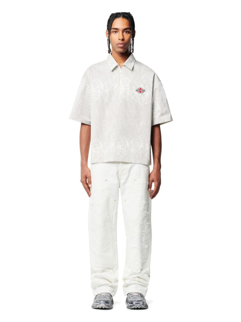 Heron Preston Stripe Canvas Ss Zip Shirt outlook