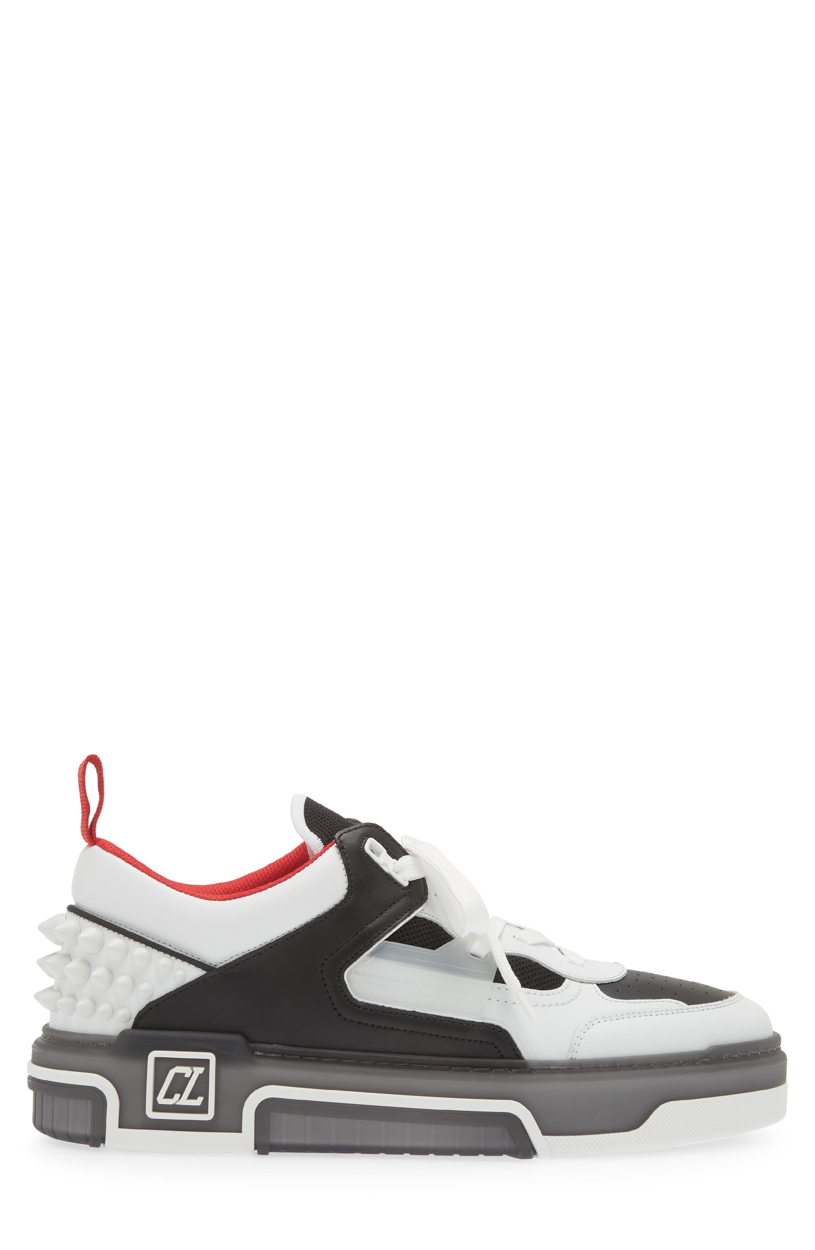 Christian Louboutin Astroloubi Mixed Media Low Top Sneaker in White/Black at Nordstrom - 3