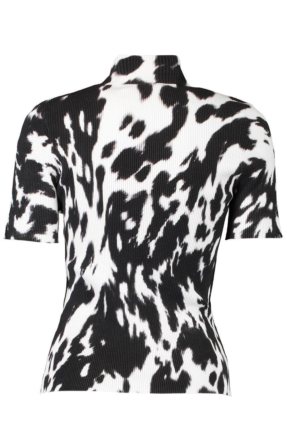 Cow Print Classic Mockneck Short Sleeve Tee - 7