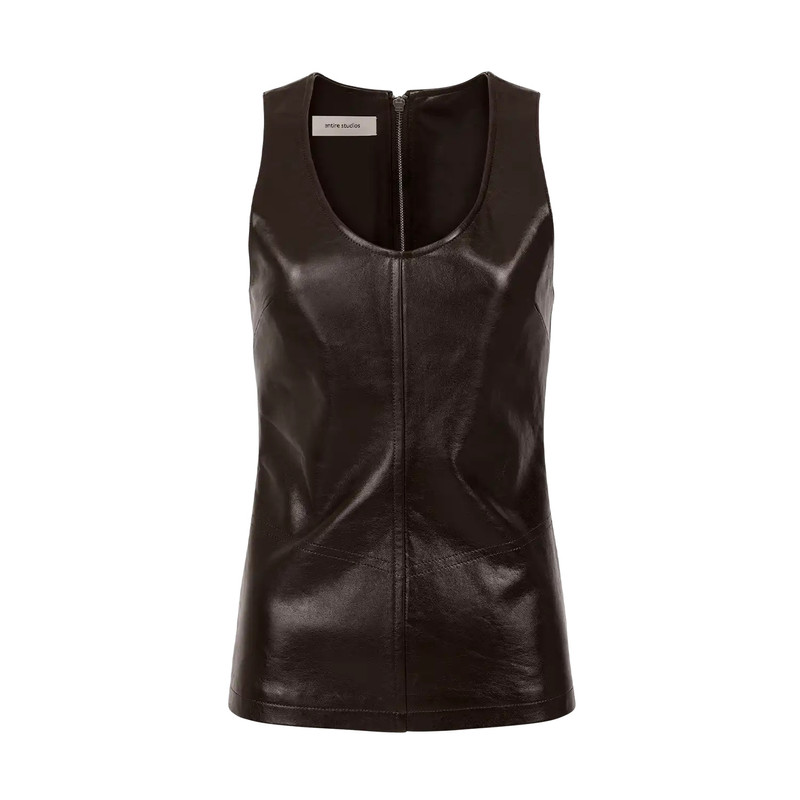 LEATHER TANK DARK BROWN 1