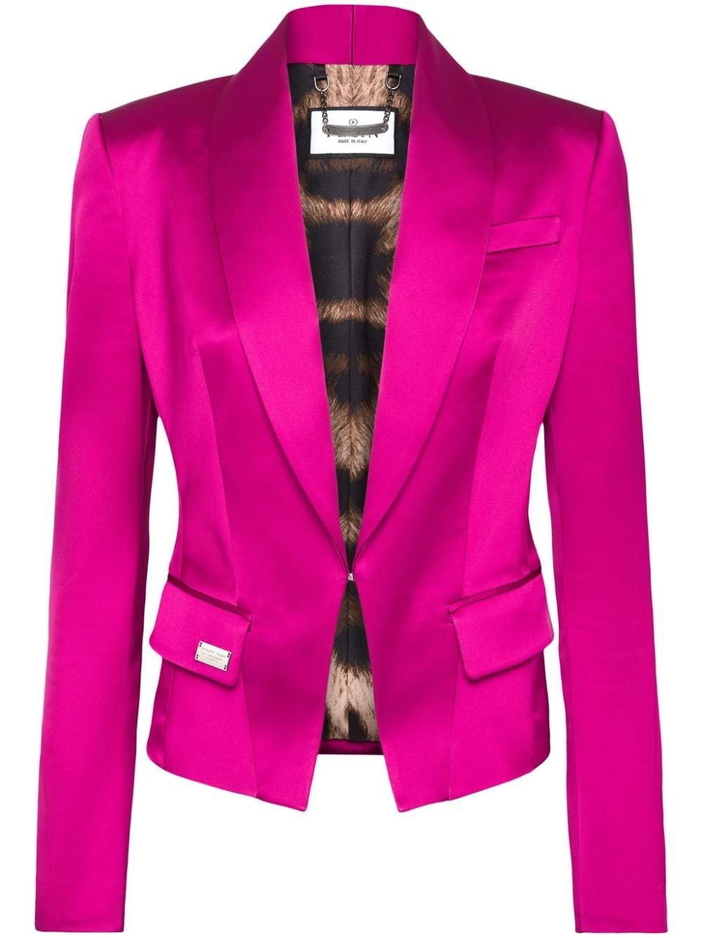 Sartorial single-breasted satin blazer - 1