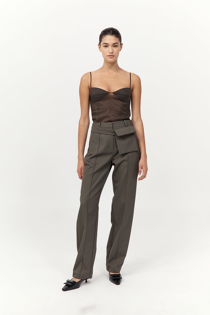 Transparent Silk Cami - Black Olive - 3