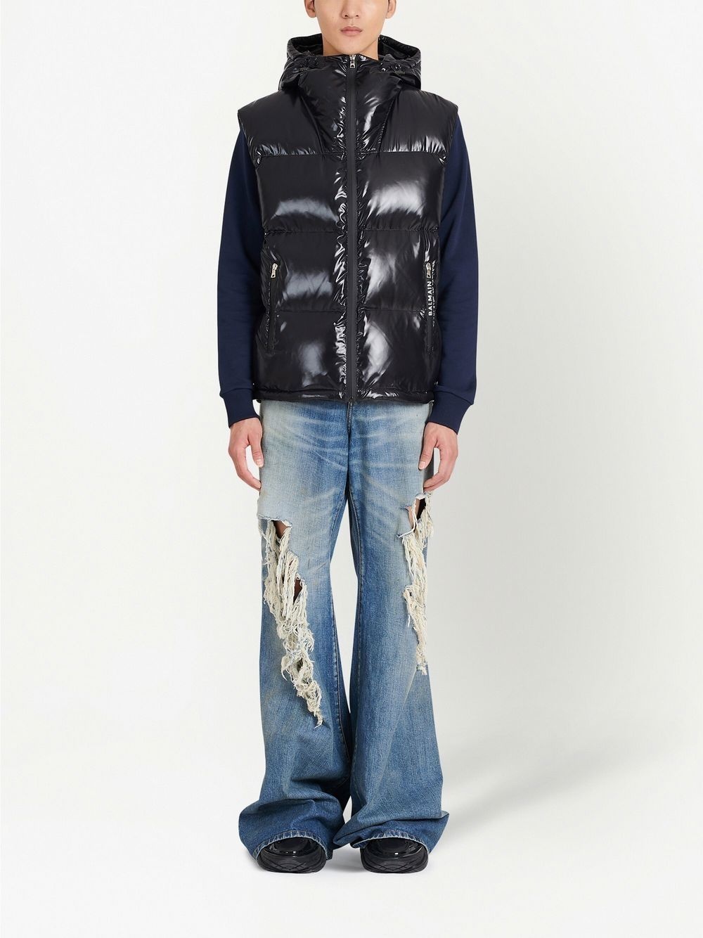 PUFFER HOODED SLEEVELESS JACKET - 3
