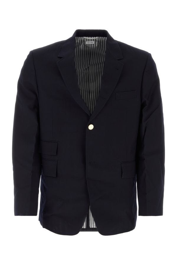 Thom Browne Man Navy Blue Wool Blazer - 1