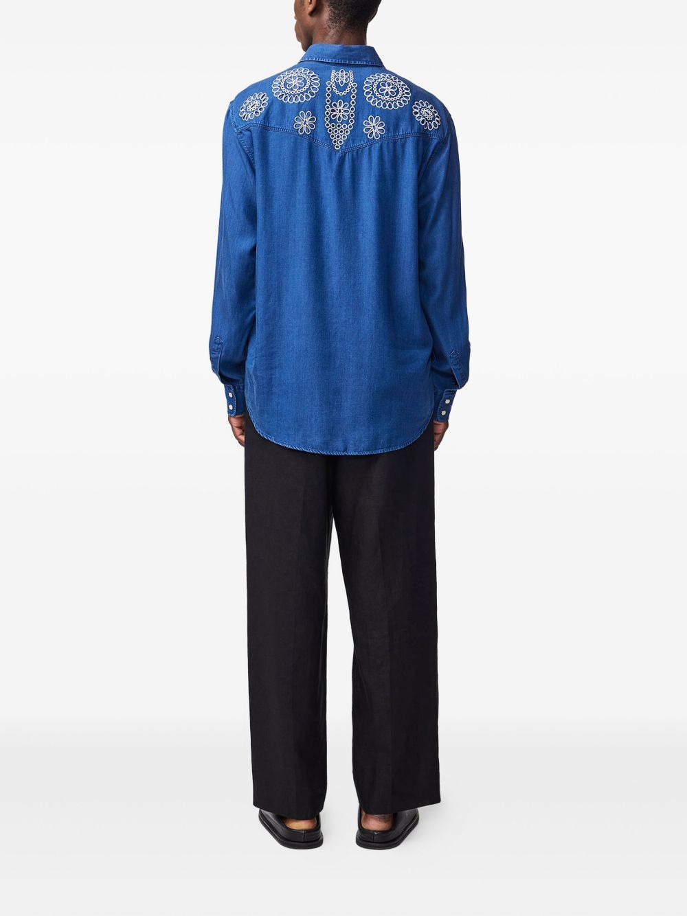 embroidered denim shirt - 3
