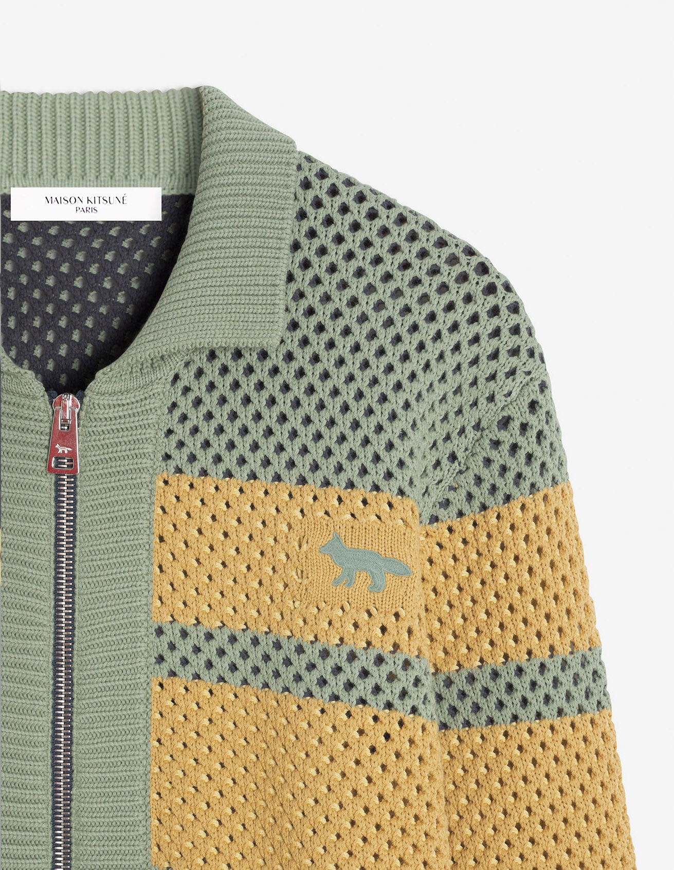 STRIPED MESH BLOUSON - 7