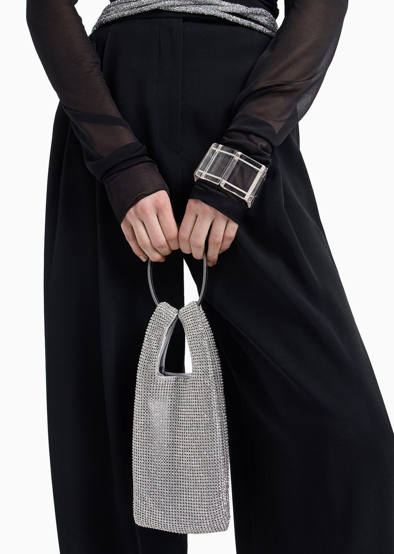 Metallic mesh mobile phone mini bag with rhinestones 8