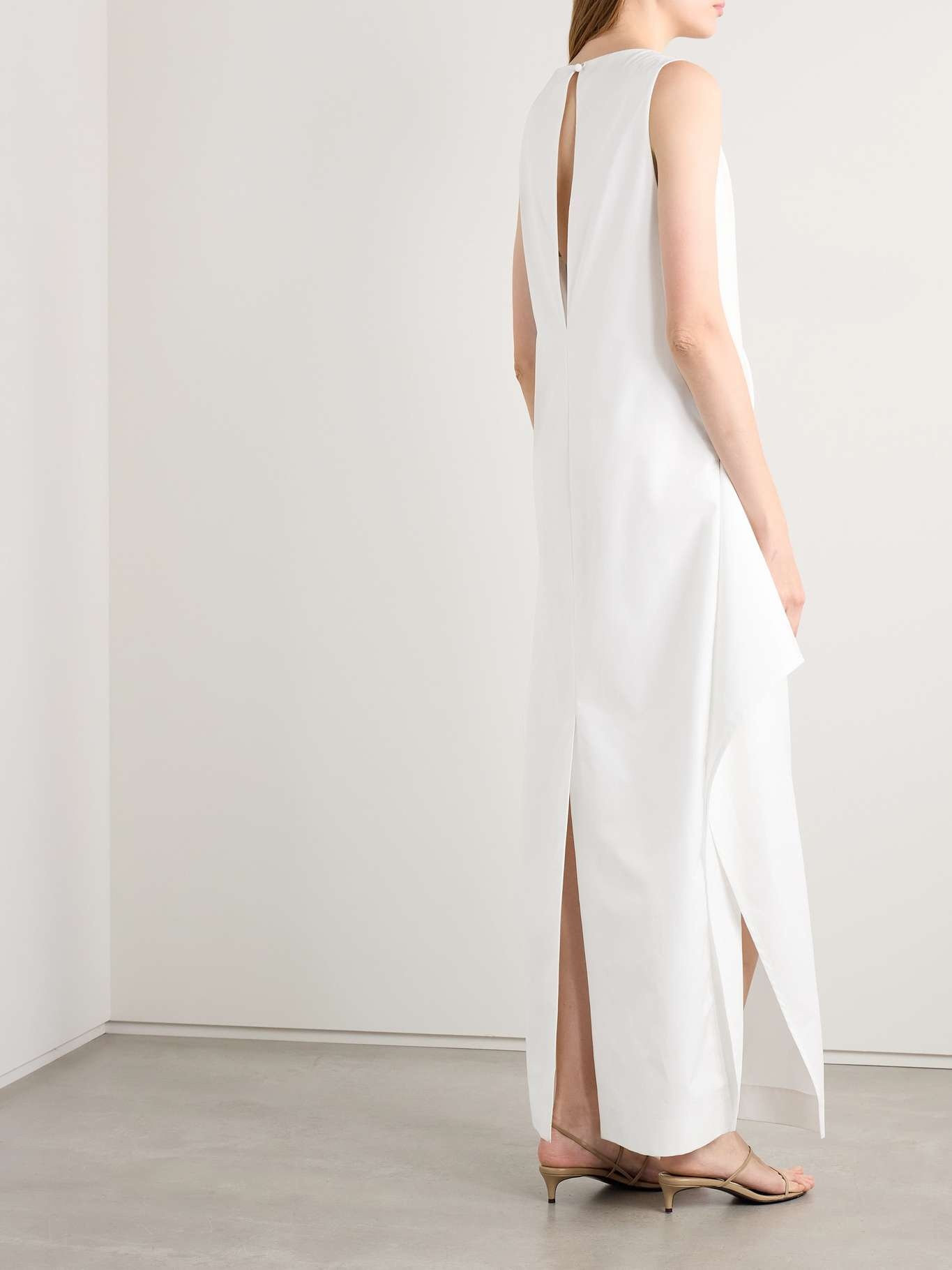 Kenith draped cotton-poplin gown White - 3