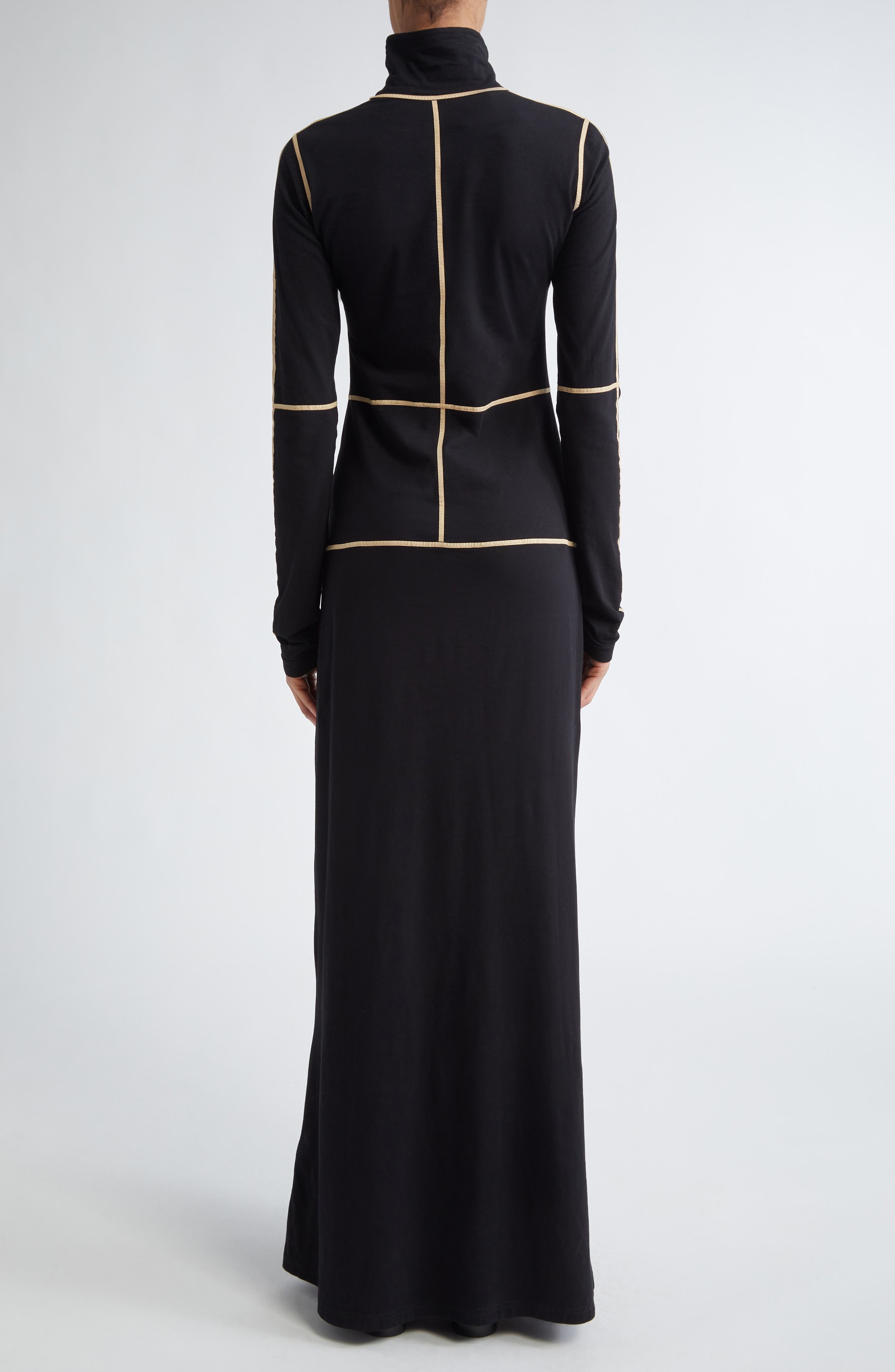 MM6 Maison Margiela Contrast Seam Long Sleeve Turtleneck Dress in Black at Nordstrom - 3
