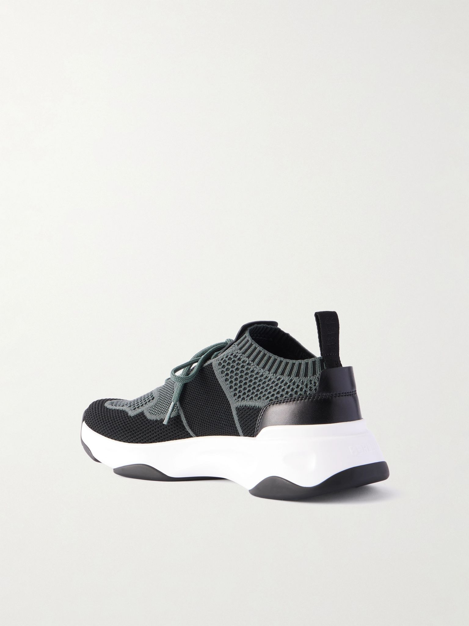 Shadow Leather-Trimmed Stretch-Knit Sneakers Black - 4
