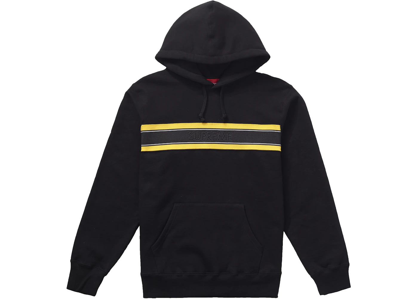Supreme Chest Stripe Logo Hooded Sweatshirt Black - 1