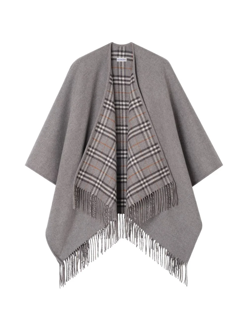 reversible Check wool cape - 1