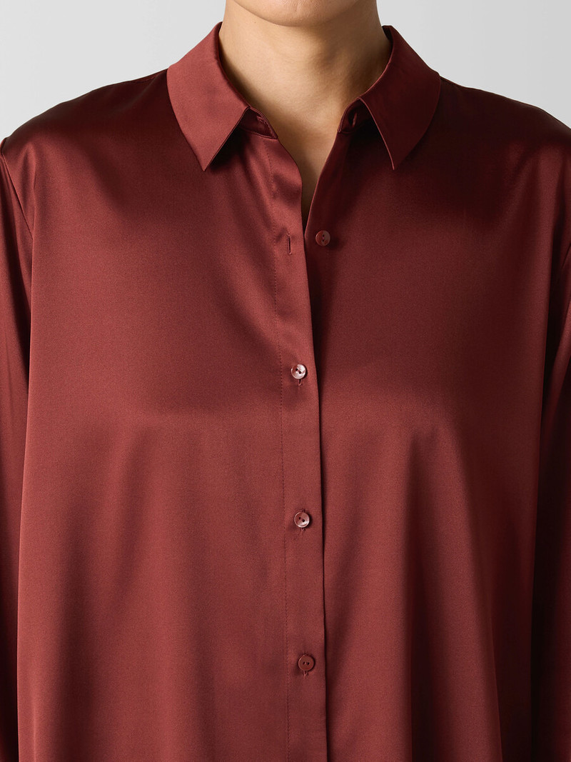 Stretch Silk Charmeuse Classic Collar Shirt 5