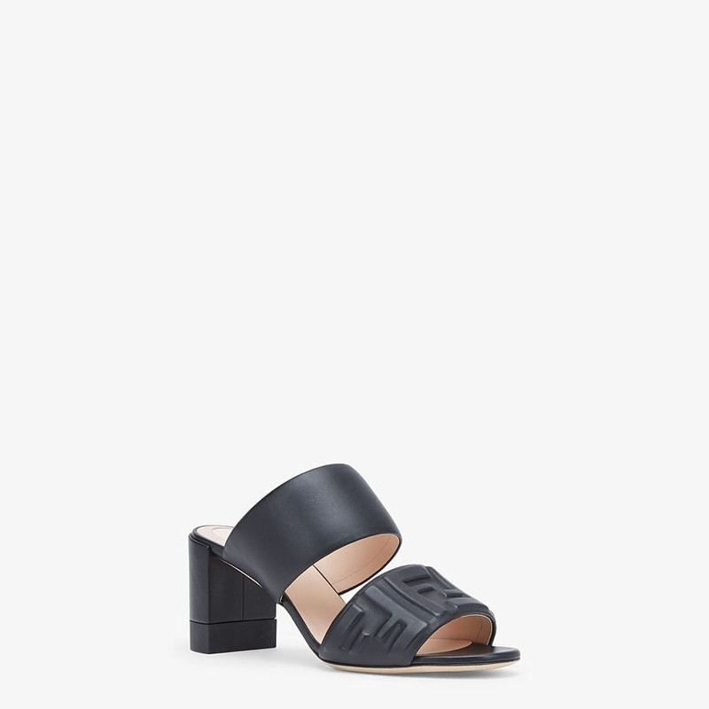 FENDI Black leather slides outlook