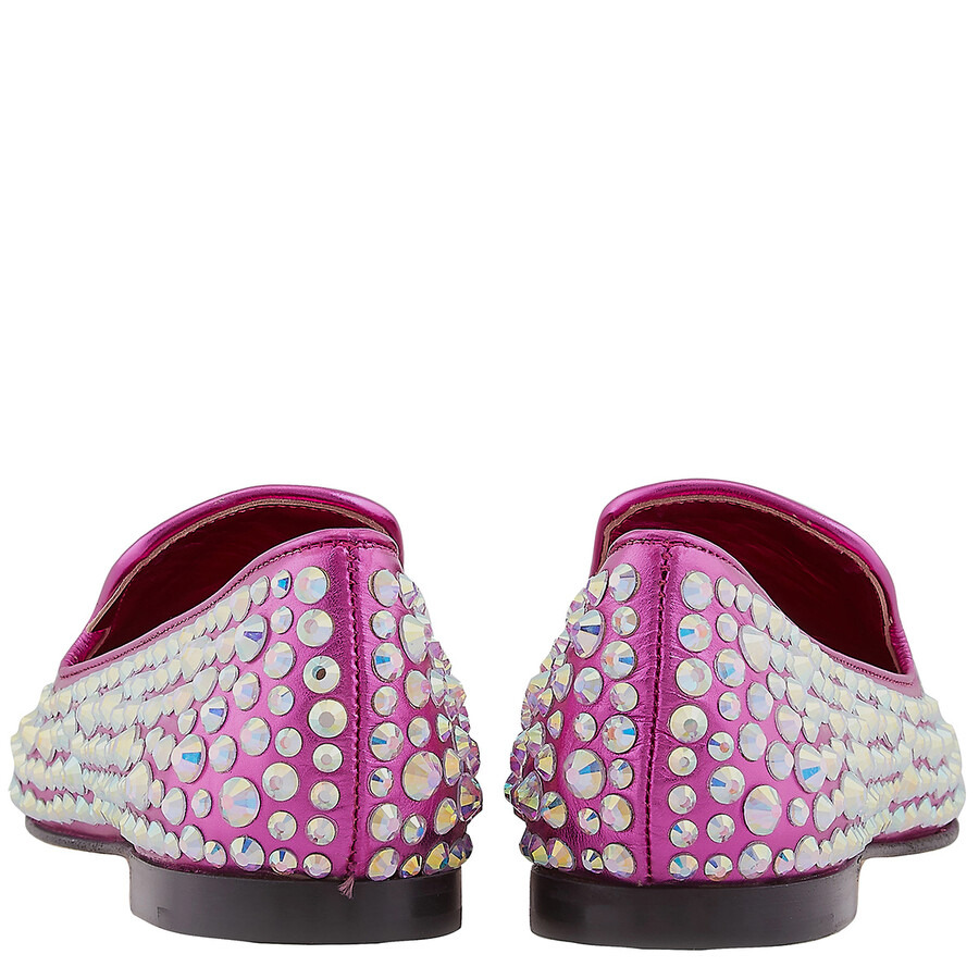 Giuseppe Zanotti Pink Rhinestone Embellised Loafers - 4