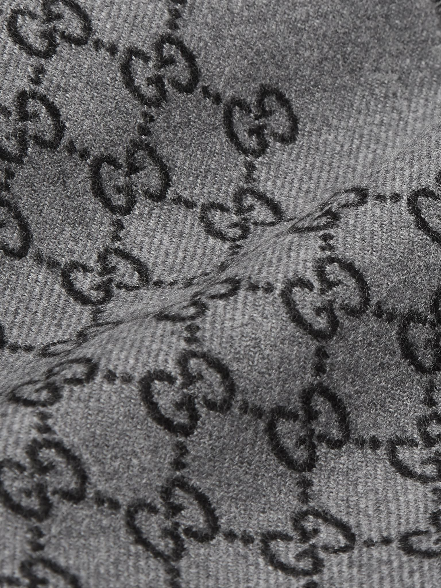 Reversible Logo-Print Wool Scarf Gray - 3