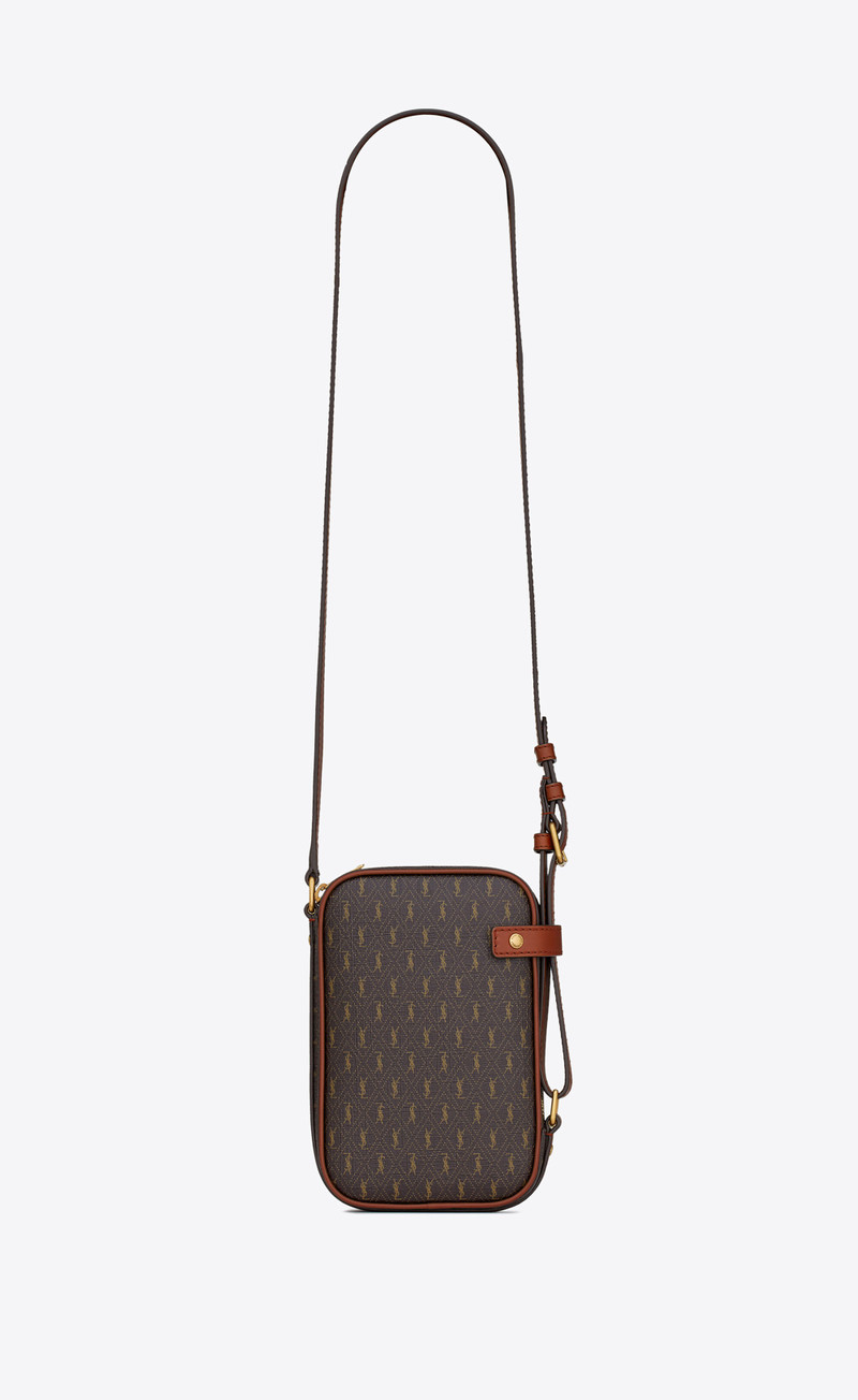 SAINT LAURENT le monogramme crossbody pouch in monogram canvas and smooth leather outlook