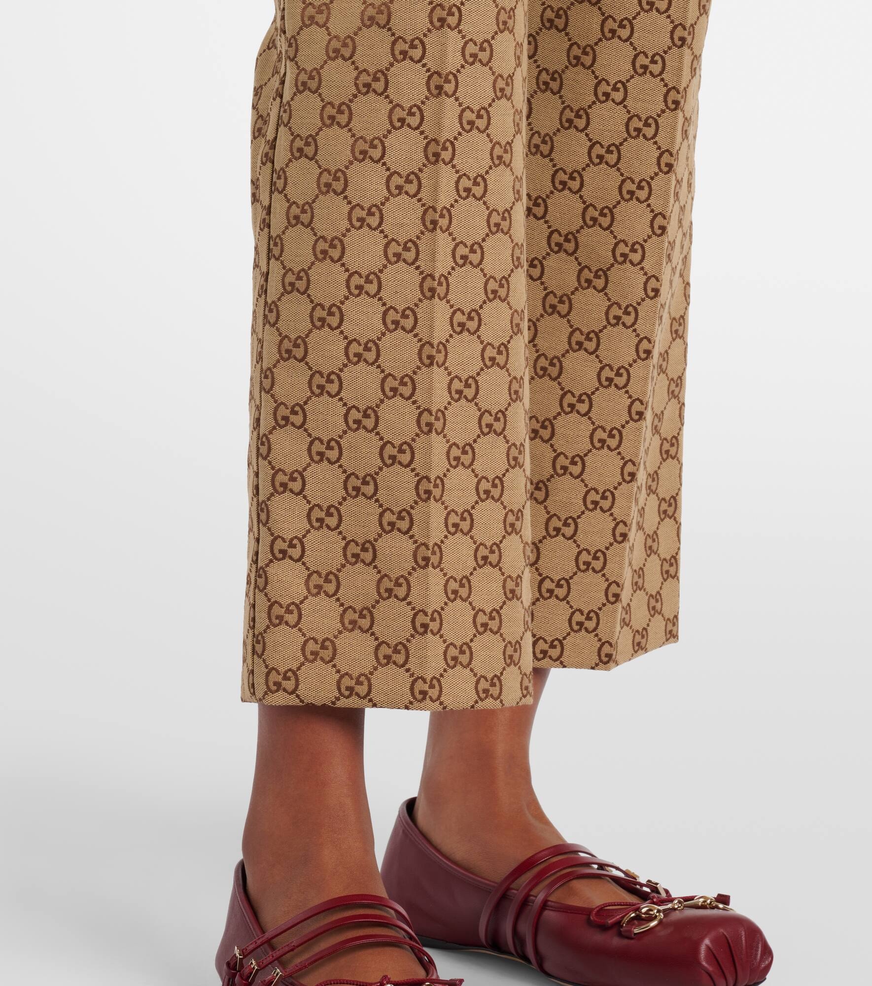 Horsebit GG Canvas cropped straight pants - 5