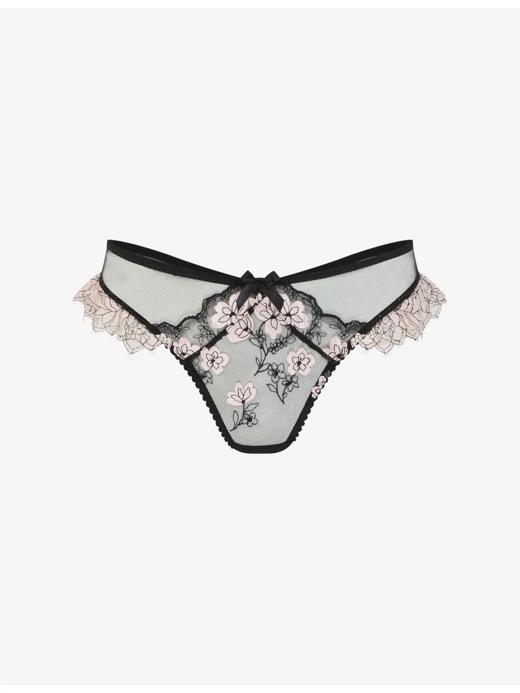 Andiee Embroidered Lace Thong - 1