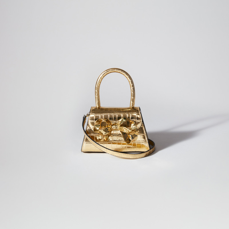 Gold Croc Micro Bow Bag 4